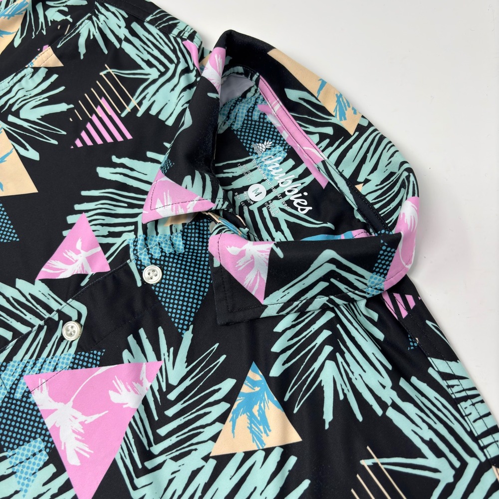 Chubbies The 2 For Tee Performance Polo Men's M Tropical Geometric Print Stretch